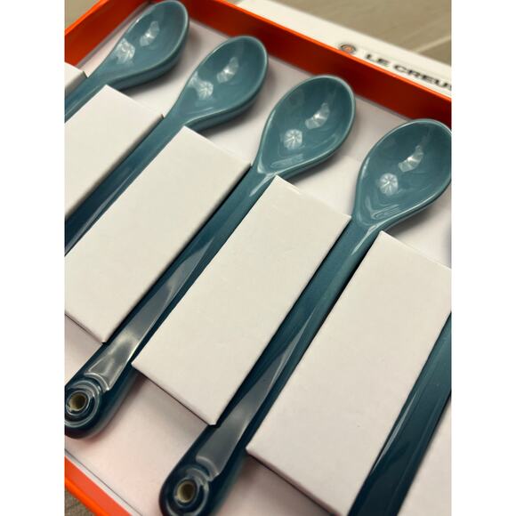 Le Creuset Set of 6 Stoneware Cafe 1coffee tea spoon Marine blue - Picture 2 of 4